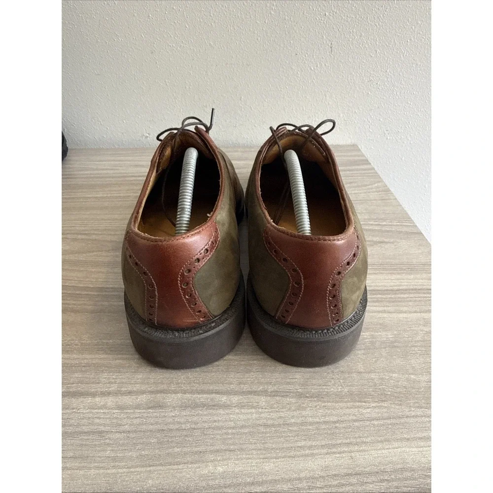 FLORSHEIM Comfortech Two Tone Green Tan Saddle Shoes Oxfords Men's Sz 12 D Dress